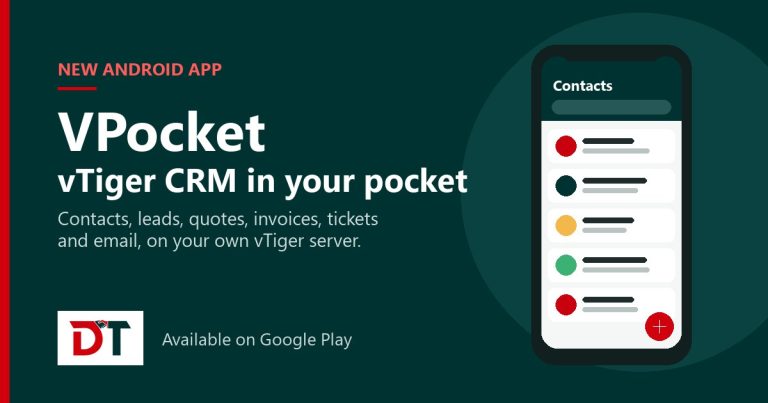 VPocket, the vTiger CRM mobile app for Android
